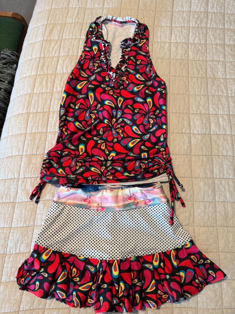 Bright Multicolor Ruffle Tank and Skirt Set